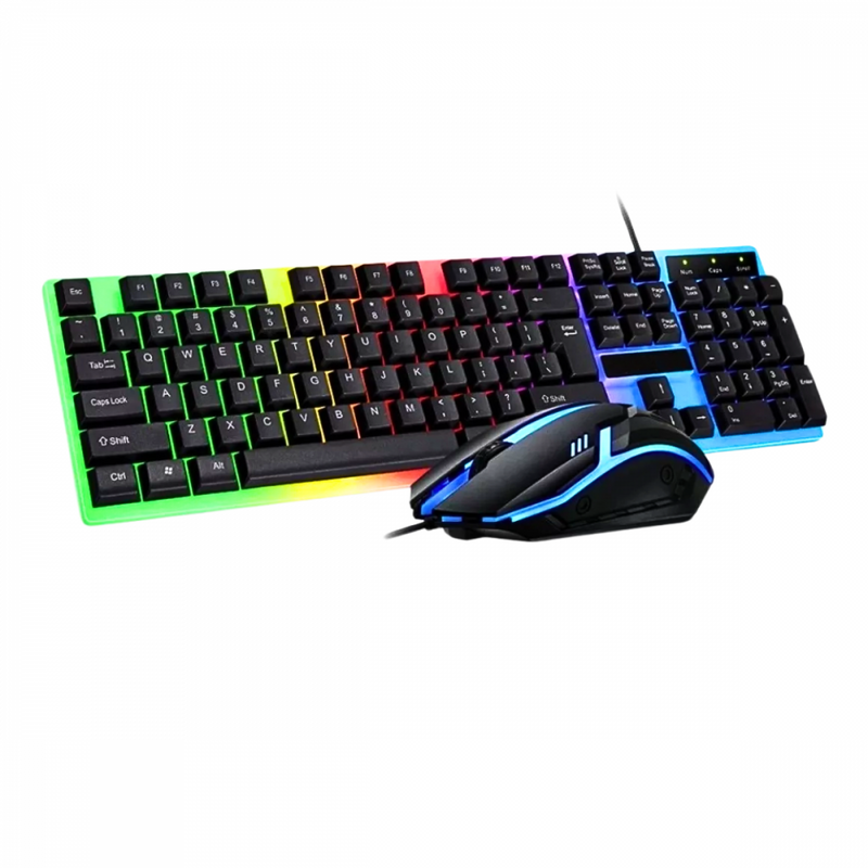 Kit Teclado E Mouse Gamer Semi Mecânico LED RGB