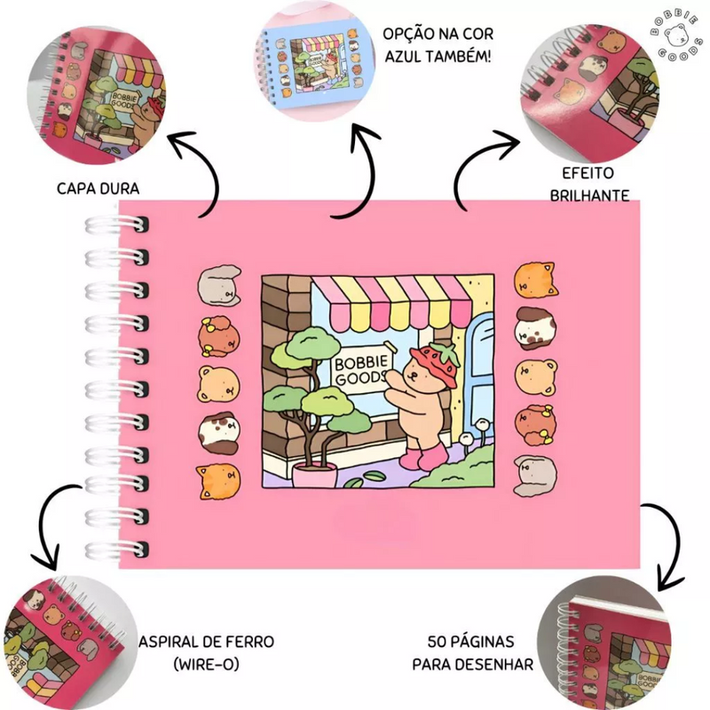 Livro De Colorir Bobbie Goods Comfy Cozy Capa Dura Desenhos Variados Folha Acetato Papel Gramatura 180g Edição Inédita
