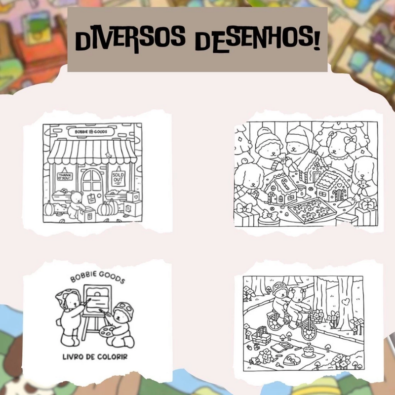 Livro De Colorir Bobbie Goods Comfy Cozy Capa Dura Desenhos Variados Folha Acetato Papel Gramatura 180g Edição Inédita