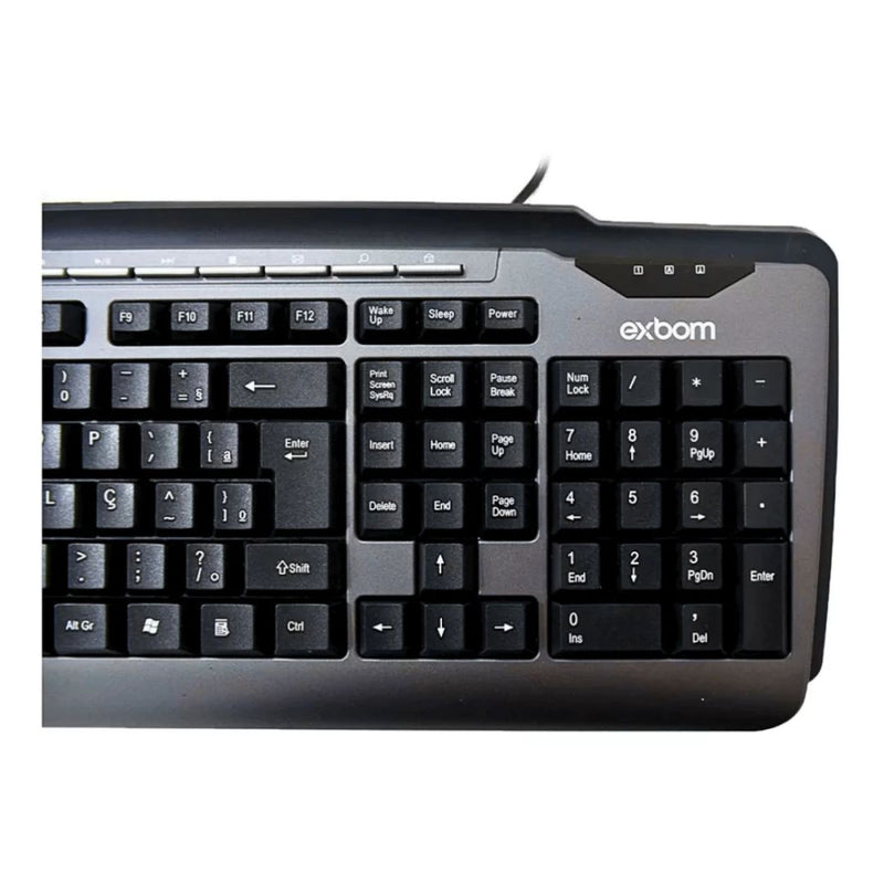 Teclado Multimídia Semi Mecânico Plug & Play Computador Notebook ABNT2 Exbom BK-170M